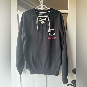 Vintage Newport RI Black Crewneck Sweater with Anchor Design